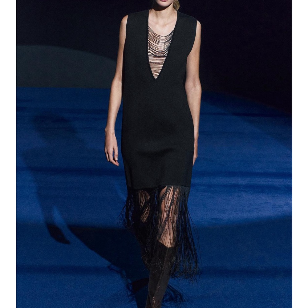 Zara Black Fringe Flapper Dress— New!